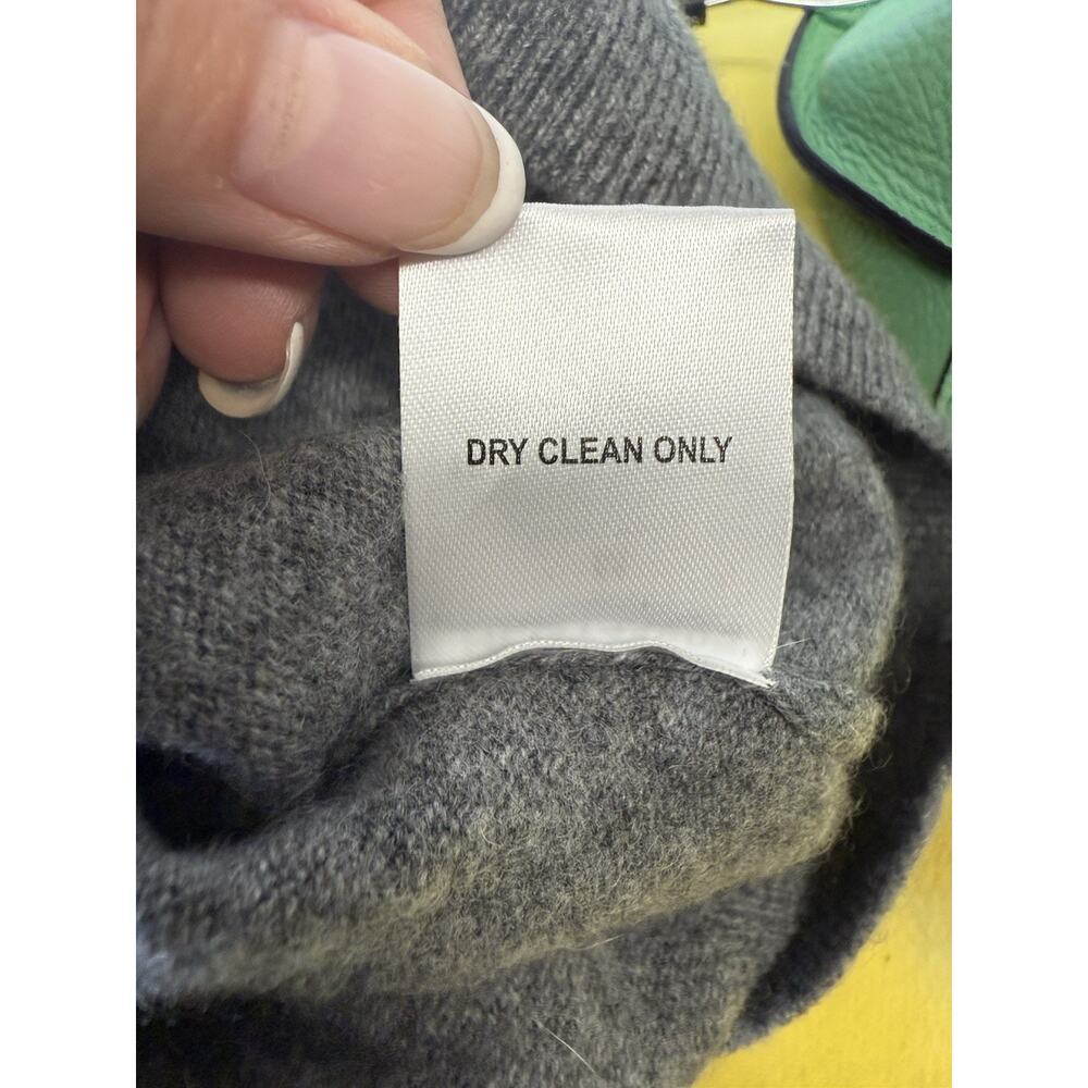 Harper Lane 100% Cashmere Sz Med Gray Heather Long Sleeve Sweater Purple Piping - Picture 11 of 12